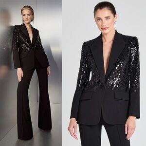 Nadine Merabi- LUCILLE BLACK BLAZER Sequin Jacket Size Small Statement Piece